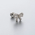 Silver titanium steel bowknot helix stud with shimmering cubic zirconia and screw back - Bow-knot (A37-2#)