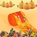 Detail of harvest ribbon with vintage red truck, pumpkin and maple leaf patterns - Pumpkin Truck