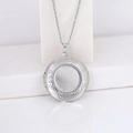 Silver round stainless steel locket necklace with vintage embossed floral patterns - Concave Pattern Round/Steel