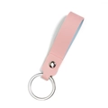 Porte-clés bicolore en cuir rose et bleu avec anneau métallique argenté et rivet poli - Bleu Tiffany