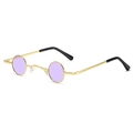Retro tiny round sunglasses with purple lenses and gold metal frame in hip-hop style - Gold Frame Purple Lens