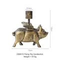 Bougeoir cochon ailé vintage finition or antique, décoration de table rustique de 13 cm - DS8615-Bougeoir Cochon Volant