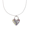 Collar de plata en acero con colgante de corazón grabado mama y cristales de colores - Colgante MAMA Corazón Circón Color (Color Acero) / Plateado