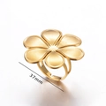 Golden titanium steel flower ring with 37mm matte petals and adjustable band - Gold Style 4/37mm Matte Petals