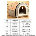 Winter warm pet house in light grey and orange with size chart from S to 3XL - 3XL (100*70*60cm) / Yellow Grey