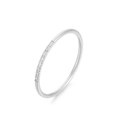 Minimalist silver-toned titanium steel ring featuring delicate pavé set diamonds - Silver (KR106518-K)