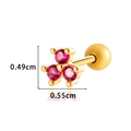 Gold stainless steel stud earring with three red faceted stones in triangle pattern - 0178-3# Gold Rose Red