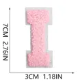 Tabella taglie per toppa lettera I in ciniglia rosa, misura 7cm di altezza e 3cm di larghezza - Lettera singola I / Rosa