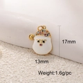 Detail view of a 17mm gold plated Santa charm with colorful crystals and enamel finish - Santa Claus
