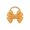 Yellow ribbed ribbon bow hair tie for girls featuring a high-quality minimalist elastic band - Yellow