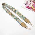 Detail of adjustable geometric diamond pattern phone strap with gold swivel hooks - Khaki Green Diamond Strap