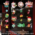 Set of 4 Christmas hanging banners with Santa and Snowman motifs, 100cm length decorations - Style 04