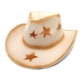 Detail of western wool felt cowboy hat with vintage star patterns and rolled brim - M(56-58cm) / Beige