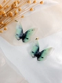 Colgante de mariposa 3D en resina degradada verde y negro para creación de joyas DIY - 1 par / Verde