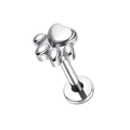 Piercing labret in titanio G23 con filettatura interna e design a zampa lucida - Stile Zampa d'Argento (#2) / 1.2*8mm