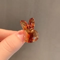 Mini molletta per capelli in resina ambrata a forma di coniglio per coda di cavallo - Coniglio / Caramello