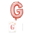 16 Zoll Folienballon in Roségold Buchstabe G mit Verpackung und Strohhalm - Buchstabe G / Roségold