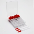 Disposable spiral eyelash and eyebrow brushes with red bristles and silver glitter handles - Crystal Handle Red Bristles