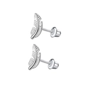 Silver stainless steel feather stud earrings with secure screw-back design for comfort - Leaf/Feather Style