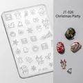3D Christmas theme nail silicone mold JT-026 featuring snowman and reindeer patterns - High Transparent Silicone Mold JT-026 (Christmas Party)