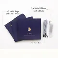 Set of 3 dark blue gift bags for teachers with ribbons and stripe handles, 22x10x20cm - Medium / Salute Navy Blue