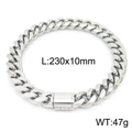 Pulsera cubana plateada para hombre de acero inoxidable, medida 230x10mm con 47g - Pulsera Color Acero (KB156935-KFC) / 230x10mm
