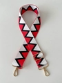 Adjustable 38mm canvas bag strap with red, black, and white zigzag pattern and gold hooks - Red White Wave Pattern