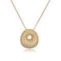 Golden box chain necklace featuring a donut pendant set with sparkling zircons - Letter O