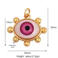 Rosa Evil Eye Gold-Scheibenanhänger mit Maßen und einem Gewicht von 2,7g - M86-E1 Auge Sonnen-Stil / Rosa