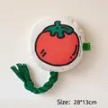 Plush tomato dog flying disc toy with green cotton rope handle measuring 28x13cm - Cotton Rope-Tomato