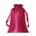 Lustrous red satin drawstring jewelry pouch for luxury storage on a white background - 9*12cm / Burgundy