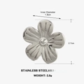 Silver stainless steel flower ring featuring a five-petal design and textured finish - Silver