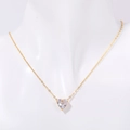 Collar de acero de titanio dorado con colgante de corazón y piedra de nacimiento clara - Abril