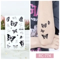 Waterproof temporary tattoo sticker RC-774 featuring black butterfly and star designs - RC-774 Black Star Butterfly