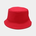Close-up of a red cotton bucket hat featuring reinforced multi-row stitching on the brim - One Size / Red