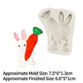 Easter bunny with carrot silicone mold and colorful finished DIY resin cake decoration - Style 2 / Gray