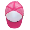 Pink and white mesh trucker hat with colorful bead chain and breathable design - M (56-58cm) / Rose Red + White