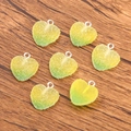 Lot de 7 pendentifs cœur dégradé jaune-vert avec texture givrée et anneaux argentés - Cœur Dégradé No.3