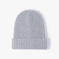 Gorro de punto grueso azul claro para mujer con cálida textura de hilo de plumas - Azul grisáceo