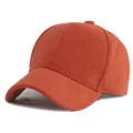 Classic brick red faux suede baseball cap in a minimalist six-panel textured design - Adjustable / Orange