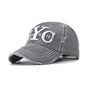Vintage gray washed cotton baseball cap with NYC embroidery and distressed details - Adjustable / NYC Grey