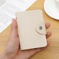 Off-white RFID blocking card holder wallet with lychee pattern and metal snap button - 24 Slots / RFID Off-White