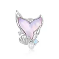 S925 sterling silver mermaid tail charm with opal, pearl and iridescent stone details - Dreamy Fishtail Charm Bead(SCC2770)
