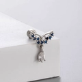 Orecchino a fiore in acciaio al titanio con pendente in zircone blu e ala su cubo - Stile Ala Pendente Goccia d'Acqua Blu (A107-6#)