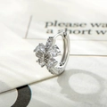 Silver butterfly hoop earring with clear cubic zirconia stones for minimalist styling - White Butterfly Hoop Earring (Single Piece)