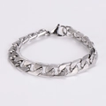 Detalle de la pulsera de cadena de acero inoxidable plateado con cierre de langosta - 11mm / Pulsera Color Plata 21cm