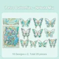 PET vlinderstickers in mintgroen met goudstempel en lasereffect, set van 20 stuks - Nevel Mix Groene Vlinder (20 stuks)