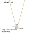 Collier en acier inoxydable plaqué or 18 carats avec pendentif goutte en zircon blanc - Or 18K / Doré (HF-X2253)