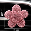 Pink rhinestone five-petal flower car vent aromatherapy clip decor, size 3.5x3.5cm - Pink Flower