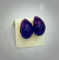 18k gold plated stainless steel drop earrings featuring deep purple resin stone - Translucent Waterdrop / Purple